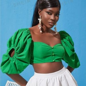 Green funky arm crop top